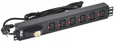 Фотография товара 'ITK PH21-06C19-11 PDU 6 роз. C19 с автом. 16А 1,5U каб. 3м'