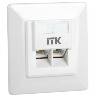 Фотография товара 'ITK CS2-1C5EU-2-1 Внутренняя инф. розетка RJ45 кат. 5Е UTP 2 порта'