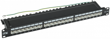 Фотография товара 'ITK PP24-1UC6AS-D05 1U патч-панель кат. 6A STP 24 пт. экран. Dual IDC'
