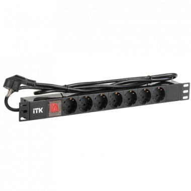 Фотография товара 'ITK PH12-7D1 PDU 7 розеток нем. ст, с LED выкл,1U'