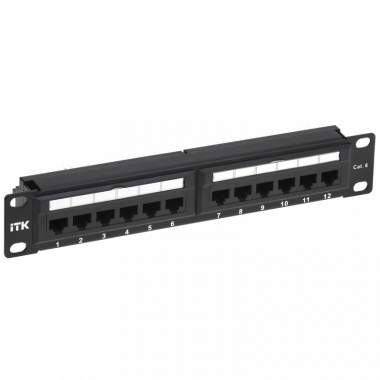 Фотография товара 'ITK PP12-1UC06U-D05-10 1U патч-панель кат.6 UTP 12 портов 10" Dual IDC'