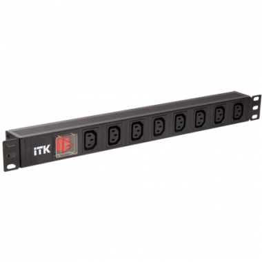 Фотография товара 'ITK PH12-8C133 PDU 8 розеток C13, с LED выкл, 1U, вх. C14'