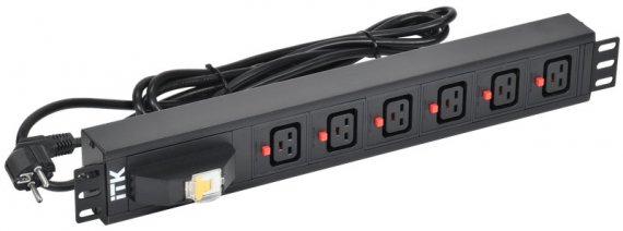 Фотография товара 'ITK PH21-06C19-11 PDU 6 роз. C19 с автом. 16А 1,5U каб. 3м'