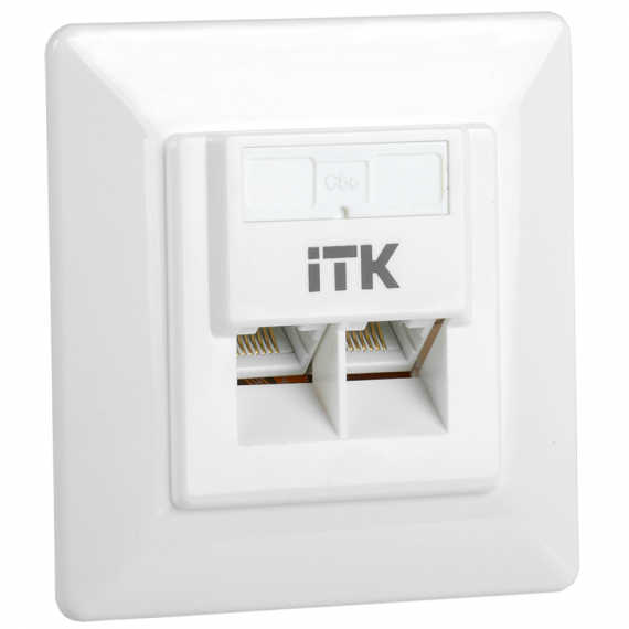 Фотография товара 'ITK CS2-1C5EU-2-1 Внутренняя инф. розетка RJ45 кат. 5Е UTP 2 порта'