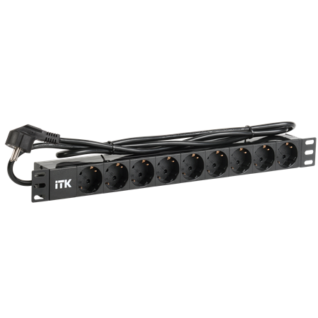 Фотография товара 'ITK PH22-9D1 PDU 9 розеток нем. ст, 1U, шнур 2м вилка нем. ст ал.проф'