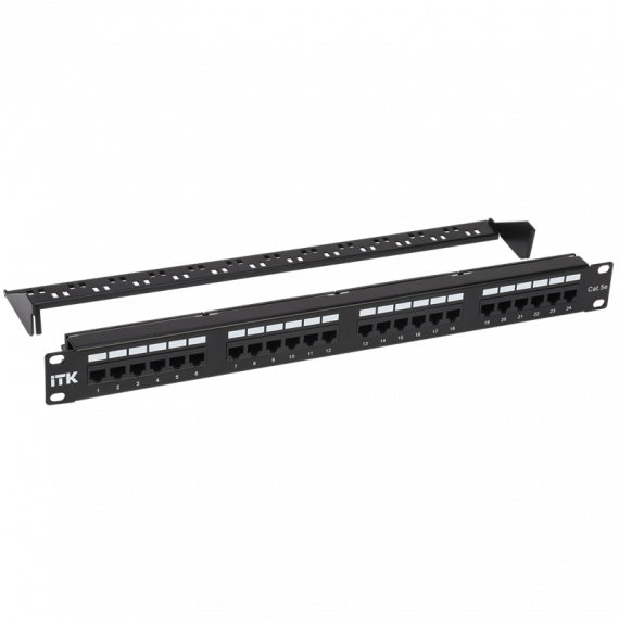 Фотография товара 'ITK PP24-1UC5EU-D05-1 1U патч-панель кат. 5Е UTP 24 порта (Dual)'