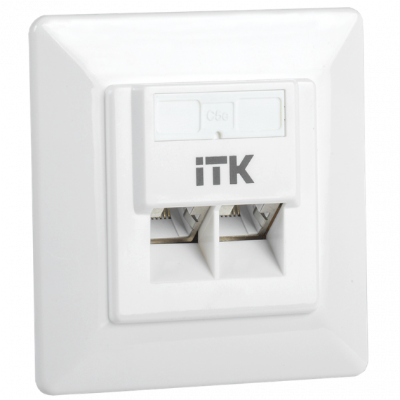 Фотография товара 'ITK CS2-1C5EF-2-1 Внутренняя инф. розетка RJ45 кат. 5Е FTP 2 порта'