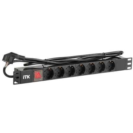 Фотография товара 'ITK PH12-7D1 PDU 7 розеток нем. ст, с LED выкл,1U'