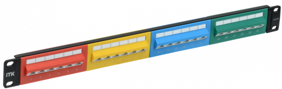 Фотография товара 'ITK PP24-1UC5EU-D05D 1U патч-панель кат. 5е UTP 24 угл. пт. 45 град. Dual IDC'