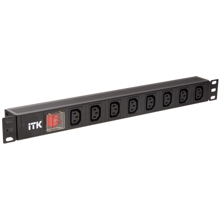 Фотография товара 'ITK PH12-8C133 PDU 8 розеток C13, с LED выкл, 1U, вх. C14'